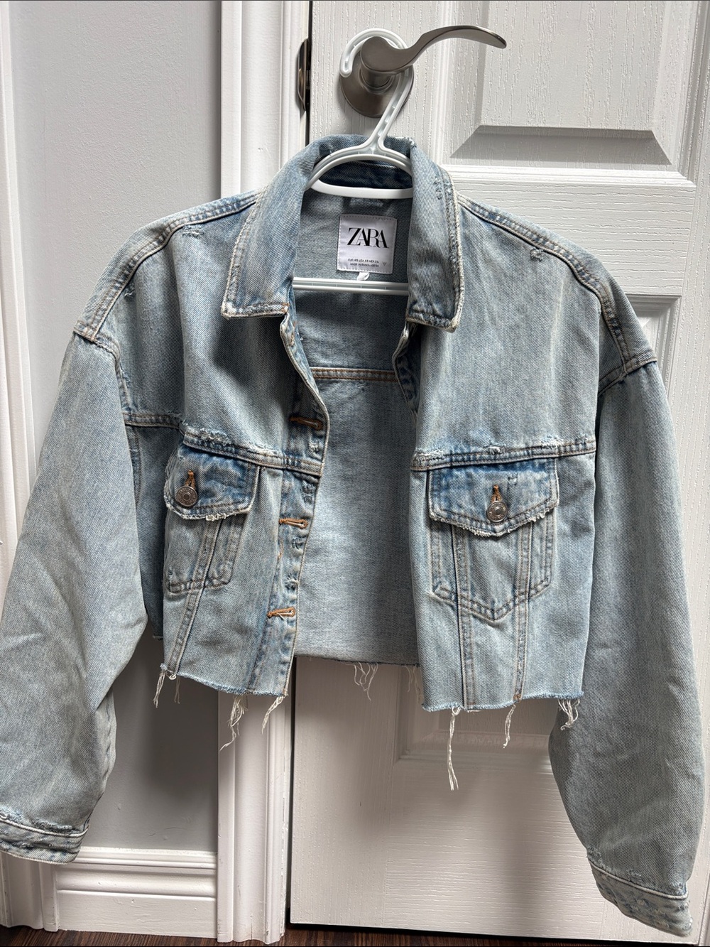 ZARA Light Blue Cropped Denim Jacket